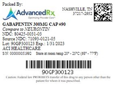 Gabapentin 300mg Cap Qty 90 NDC 80425-0031.jpg Gabapentin #90 - Gabapentin 300mg Cap Qty 90 NDC 80425 0031